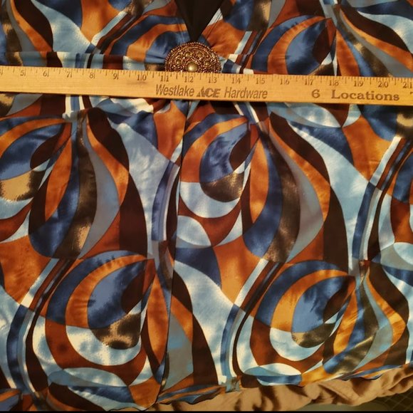 Susan Lawrence Tunic Top 1x brown teal bronze black slinky spandex - Picture 6 of 8